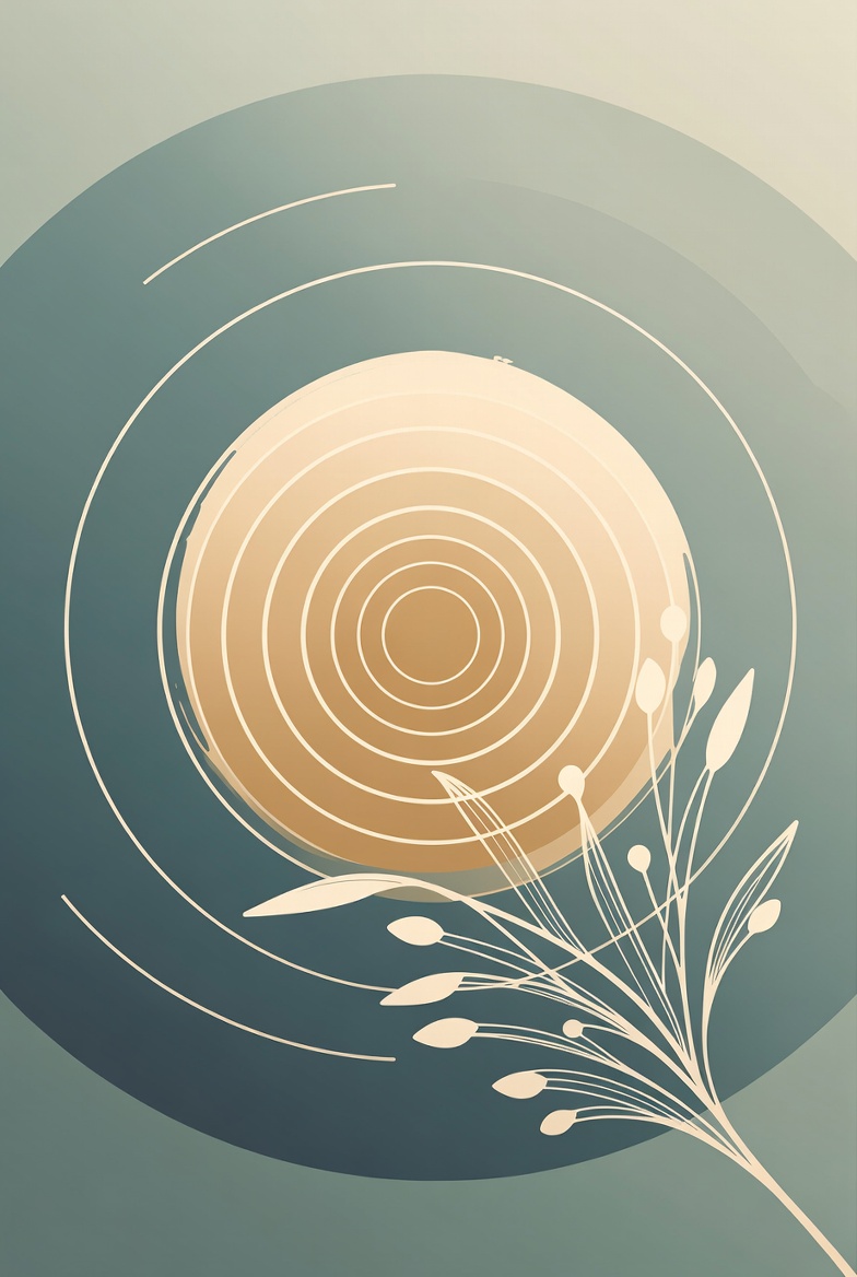 Layered circles with botanical motif